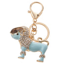 Purse Handbag Car Chain Gift Poodle Dog Keychain Keyring Charm Crystal Pendant Blue