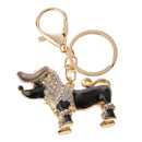 Purse Handbag Car Chain Gift Poodle Dog Keychain Keyring Charm Crystal Pendant Black