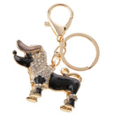 Purse Handbag Car Chain Gift Poodle Dog Keychain Keyring Charm Crystal Pendant Black