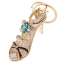 Opal Crystal High-heeled Shoes Crystal Keyring Keychain Purse Bag Key Chain Ring Blue
