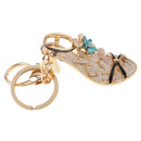 Opal Crystal High-heeled Shoes Crystal Keyring Keychain Purse Bag Key Chain Ring Blue