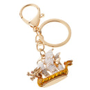 Dragon Boat Keychain Crystal Keyring Key Chain Keyfob Purse Bag Accs Golden Yellow