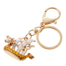 Dragon Boat Keychain Crystal Keyring Key Chain Keyfob Purse Bag Accs Golden Yellow