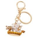 Dragon Boat Keychain Crystal Keyring Key Chain Keyfob Purse Bag Accs Golden Yellow