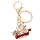 Dragon Boat Keychain Crystal Keyring Key Chain Ring Keyfob Purse Bag Accessory Red