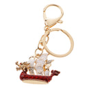 Dragon Boat Keychain Crystal Keyring Key Chain Ring Keyfob Purse Bag Accessory Red