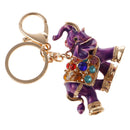 Lovely Crystal Elephant Key Ring Key Chain Hand Bag Purse Car Key Fob Party Gift Purple