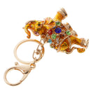 Lovely Crystal Elephant Key Ring Key Chain Hand Bag Purse Car Key Fob Party Gift Golden Yellow