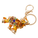 Lovely Crystal Elephant Key Ring Key Chain Hand Bag Purse Car Key Fob Party Gift Golden Yellow