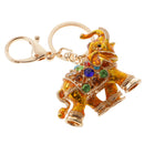Lovely Crystal Elephant Key Ring Key Chain Hand Bag Purse Car Key Fob Party Gift Golden Yellow