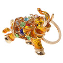 Lovely Crystal Elephant Key Ring Key Chain Hand Bag Purse Car Key Fob Party Gift Golden Yellow