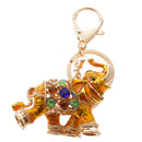 Lovely Crystal Elephant Key Ring Key Chain Hand Bag Purse Car Key Fob Party Gift Golden Yellow