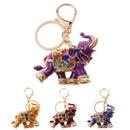 Lovely Crystal Elephant Key Ring Key Chain Hand Bag Purse Car Key Fob Party Gift Golden Yellow