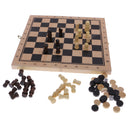 23.8x23.8cm 3 in 1 Fold Chess Set Board Game Checkers Backgammon Draughts S