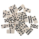 Double Six Domino Set of 28 Pcs Board Kid Travel Game Toy Black Dot Beige
