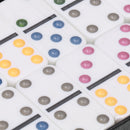 QUALITY DOMINOES CLASSIC DOMINO SET of 28 Brass Pin Gifts Colorful Dot White