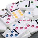 QUALITY DOMINOES CLASSIC DOMINO SET of 28 Brass Pin Gifts Colorful Dot White