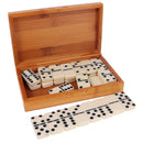 Double Six Domino Set of 28 Vintage Board Kid Traveling Game Toy Bamboo Box