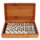 Double Six Domino Set of 28 Vintage Board Kid Traveling Game Toy Bamboo Box