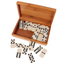 Double Six Domino Set of 28 Vintage Board Kid Traveling Game Toy Bamboo Box