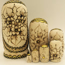7PCS Gold Plated Wooden Russian Nesting Dolls Babushka Matryoshka Kids Xmas Gift