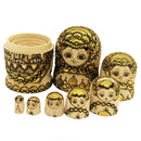 7PCS Gold Plated Wooden Russian Nesting Dolls Babushka Matryoshka Kids Xmas Gift