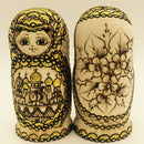 7PCS Gold Plated Wooden Russian Nesting Dolls Babushka Matryoshka Kids Xmas Gift