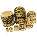 7PCS Gold Plated Wooden Russian Nesting Dolls Babushka Matryoshka Kids Xmas Gift