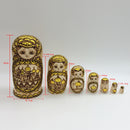 7PCS Gold Plated Wooden Russian Nesting Dolls Babushka Matryoshka Kids Xmas Gift