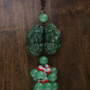 Replica Emerald Double Mythical Animal Pendant Car Interior Hanging Ornament