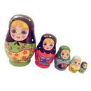 5PCS Painted Girls Wooden Russian Nesting Dolls Babushka Matryoshka Toys