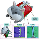 Kid Basic Life Skills Learning Toys Plush Hamster Doll Learn to Zip Button Snap Lace Threading Shoes Educational Toy Brown