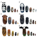 5PCS Hand Painted Panda Animal Wooden Russian Nesting Dolls Matryoshka Toys