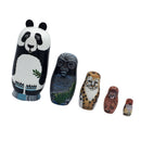 5PCS Hand Painted Panda Animal Wooden Russian Nesting Dolls Matryoshka Toys