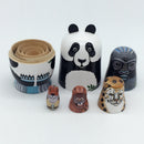 5PCS Hand Painted Panda Animal Wooden Russian Nesting Dolls Matryoshka Toys