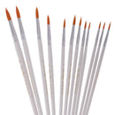 Flat Tip Painting Brushes Set Artist Nylon Hair Watercolor Oil Drawing Pen Painting Supplies Pack Of 12 White