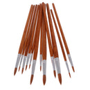 Magicdeal 12Pcs/Set Nylon Hair Wooden Handle Pointed Tip Painting Paintbrushes Watercolor Drawing Oil Painting Supplies Brown