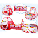 Portable Kids 3-in-1 Colorful Dotted Tunnel Playhouse Ball Pool Ball Pit Tent Summer Indoor Outdoor Play Fun Toy