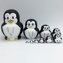 10PCS Hand Painted Cute Penguin Wooden Russian Nesting Dolls Matryoshka Toys