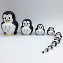 10PCS Hand Painted Cute Penguin Wooden Russian Nesting Dolls Matryoshka Toys