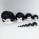 10PCS Hand Painted Cute Penguin Wooden Russian Nesting Dolls Matryoshka Toys