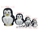 10PCS Hand Painted Cute Penguin Wooden Russian Nesting Dolls Matryoshka Toys