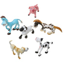6PCS Cartoon Farm Animals Plastic Horse Cow Dog Sheep Pig Donkey Model Toy