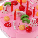 54 Pieces Plastic Birthday Cake Food Cutting Set Kids Pretend Play Toys