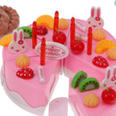 54 Pieces Plastic Birthday Cake Food Cutting Set Kids Pretend Play Toys
