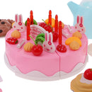 54 Pieces Plastic Birthday Cake Food Cutting Set Kids Pretend Play Toys