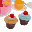 54 Pieces Plastic Birthday Cake Food Cutting Set Kids Pretend Play Toys