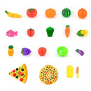 24pcs Plastic Fruits Vegetables Pizza Slices Set Kids Kitchen Role Play Fun Food Cutting & Slicing Toy