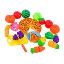 24pcs Plastic Fruits Vegetables Pizza Slices Set Kids Kitchen Role Play Fun Food Cutting & Slicing Toy
