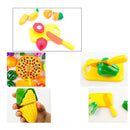 24pcs Plastic Fruits Vegetables Pizza Slices Set Kids Kitchen Role Play Fun Food Cutting & Slicing Toy